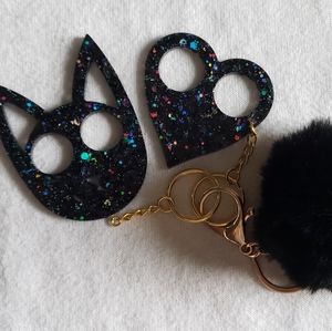 Safety Keychain With Matcing Pom Pom
